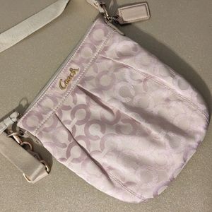 Coach Signature Pink Leather & Canvas Crossbody Swingpack